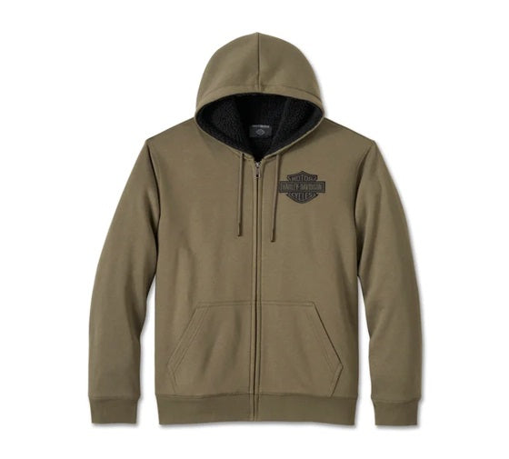 Bar & Shield Sherpa Full Zip Hoodie - Grape Leaf