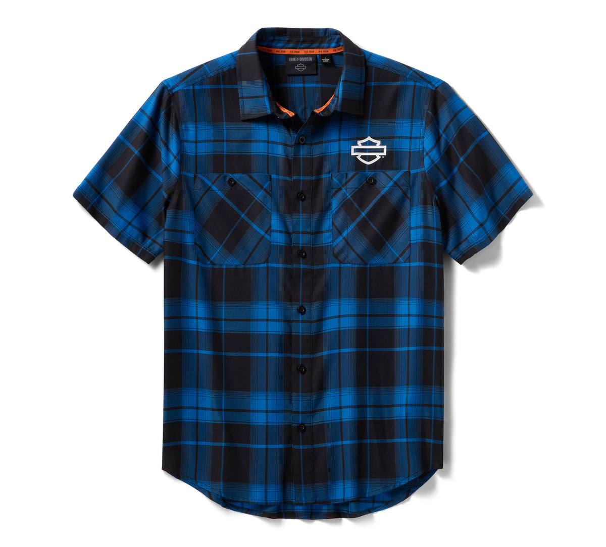 Men's H-D TECH Coolmax Plaid Shirt - Plaid - Nebulas Blue & Harley Bla ...