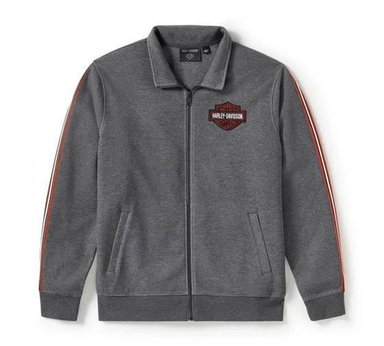 Essential Fleece Zip Front Track Jacket - Charcoal Grey Heather