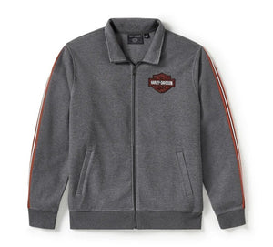 Essential Fleece Zip Front Track Jacket - Charcoal Grey Heather