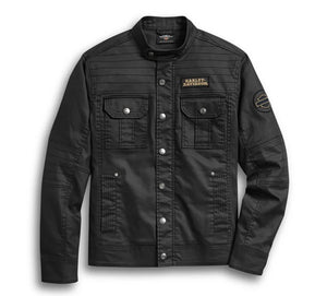 Men's Flaming Skull Patch Denim Shirt Jacket