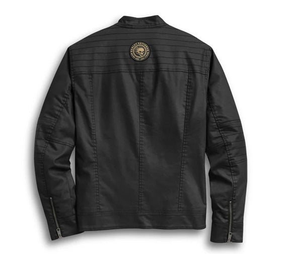 Men's Flaming Skull Patch Denim Shirt Jacket