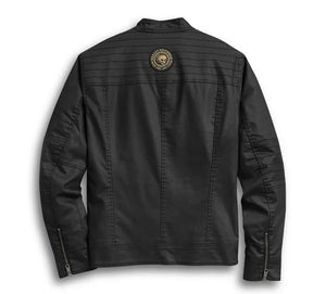 Men's Flaming Skull Patch Denim Shirt Jacket