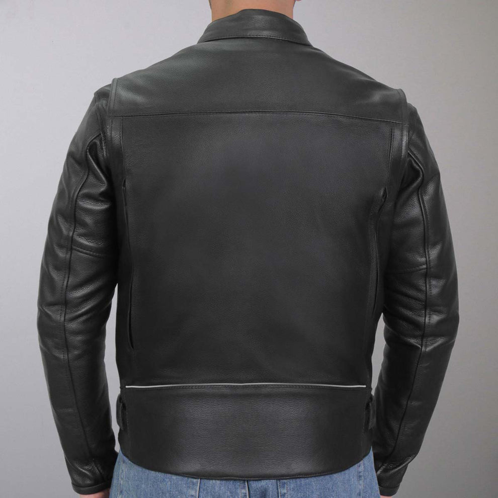 Men's Black Carry and Conceal Vented Scooter Motorbike Riding Leather Jacket