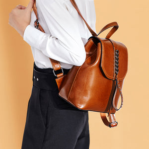 Zee Leather - Leather Backpack Women Car Stitching Fashion Leather Casual Backpack Women Travel Backpack