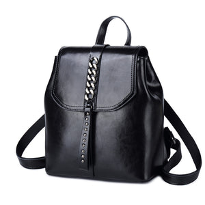 Zee Leather - Leather Backpack Women Car Stitching Fashion Leather Casual Backpack Women Travel Backpack