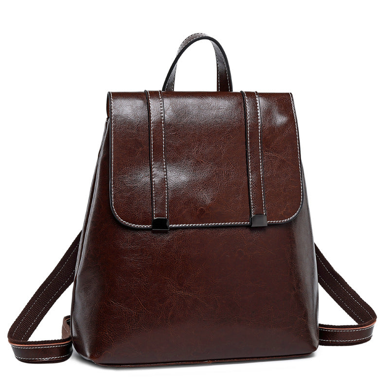 Zee Leather - Leather Handbags Leisure Travel Backpack Simple Fashion Oil Wax Leather