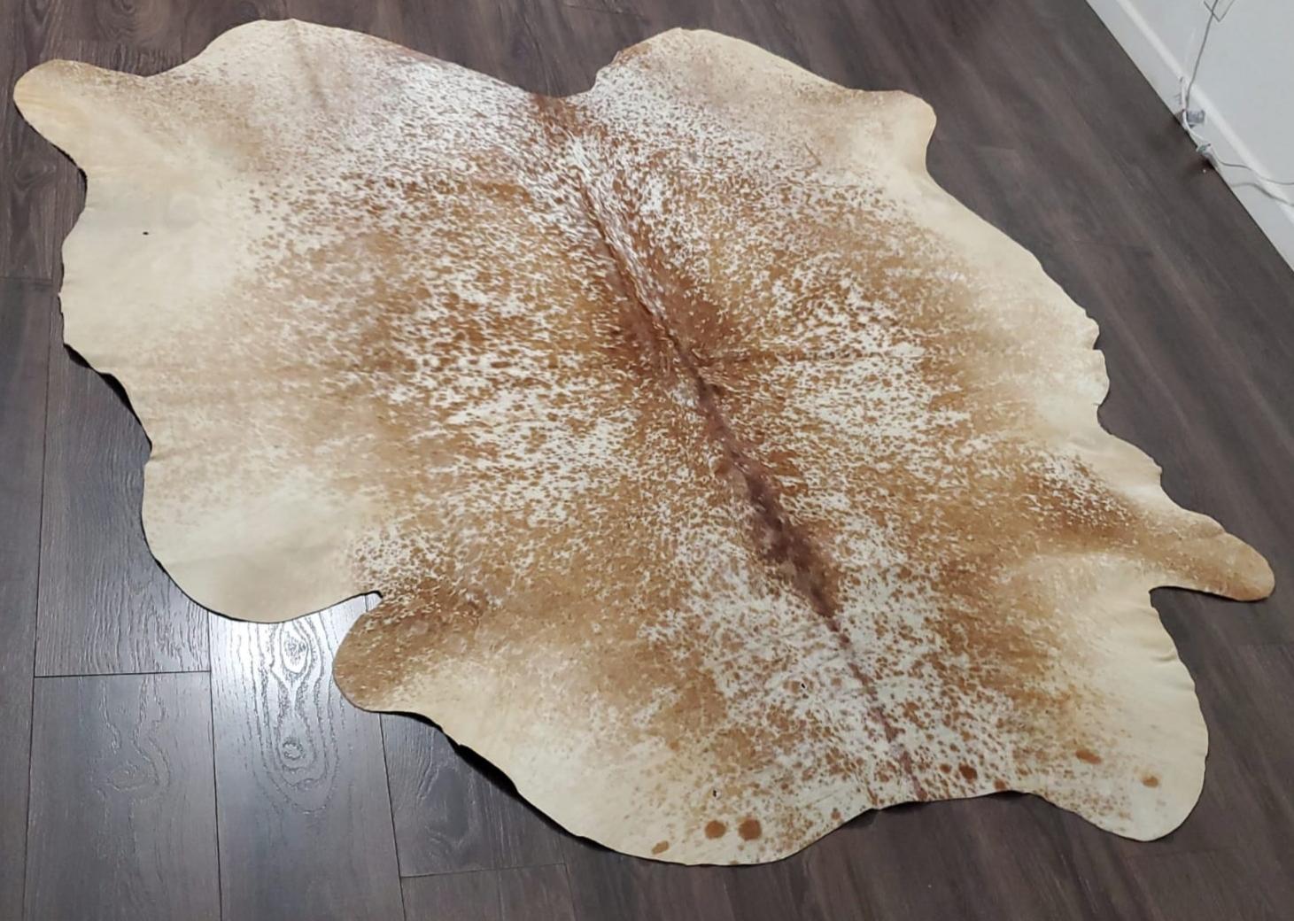 Premium Quality Real Tricolor Cowhide Rug Leather/ Cow Skin Area Rug Hair on Leather Hide 6 ft X 6 ft - 36 x 36 sq.ft Approx. (Tricolor 17)