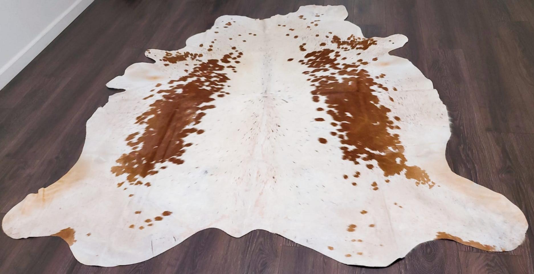 Premium Quality Real Tricolor Cowhide Rug Leather/ Cow Skin Area Rug Hair on Leather Hide 6 ft X 6 ft - 36 x 36 sq.ft Approx. (Tricolor 19)