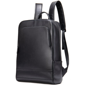 Zee Leather - Men's New Leather Backpack Business 15.6-inch Computer Bag