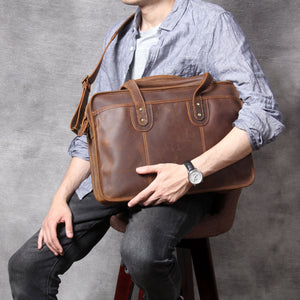 Zee Leather Men's Handmade Leather Laptop Bag Luggage