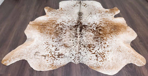 Premium Quality Real Tricolor Cowhide Rug Leather/ Cow Skin Area Rug Hair on Leather Hide 6.5 ft X 6 ft - 36 x 36 sq.ft Approx. (Tricolor 22)