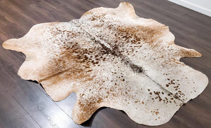 Premium Quality Real Tricolor Cowhide Rug Leather/ Cow Skin Area Rug Hair on Leather Hide 6.5 ft X 6 ft - 36 x 36 sq.ft Approx. (Tricolor 22)