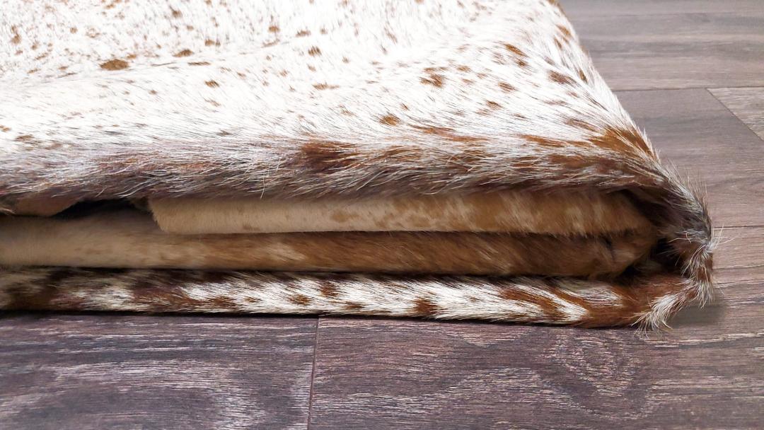Premium Quality Real Tricolor Cowhide Rug Leather/ Cow Skin Area Rug Hair on Leather Hide 6.5 ft X 6 ft - 36 x 36 sq.ft Approx. (Tricolor 22)