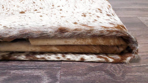 Premium Quality Real Tricolor Cowhide Rug Leather/ Cow Skin Area Rug Hair on Leather Hide 6.5 ft X 6 ft - 36 x 36 sq.ft Approx. (Tricolor 22)