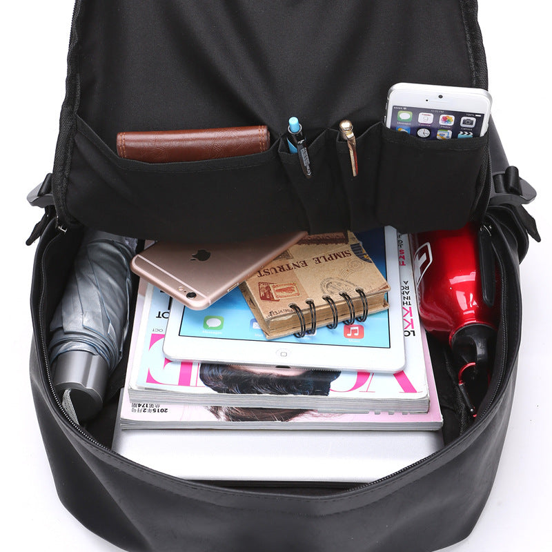 Zee Leather - New Men's Shoulder Bag Black Leather Backpack Bag student Chaonan low-cost explosion models on behalf of