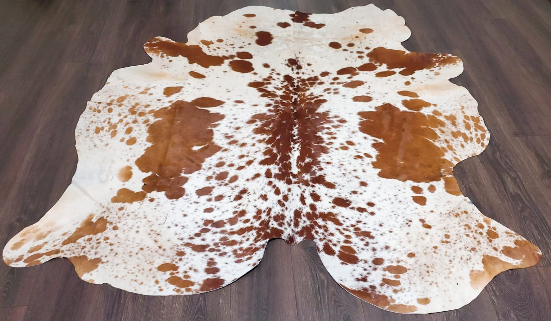 Premium Quality Real Tricolor Cowhide Rug Leather/ Cow Skin Area Rug Hair on Leather Hide 6.5 ft X 5 ft - 36 x 25 sq.ft Approx. (Tricolor 28)