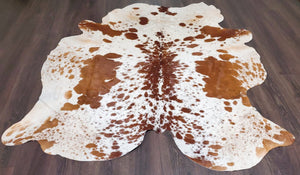 Premium Quality Real Tricolor Cowhide Rug Leather/ Cow Skin Area Rug Hair on Leather Hide 6.5 ft X 5 ft - 36 x 25 sq.ft Approx. (Tricolor 28)