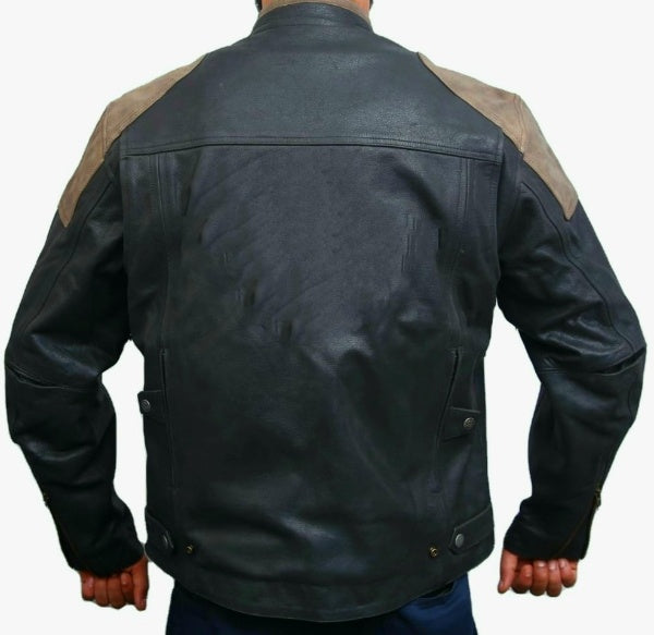 Real Cow Leather Motorcycle Jacket Black & Brown for Men