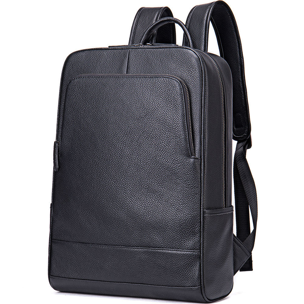Zee Leather - Men's New Leather Backpack Business 15.6-inch Computer Bag