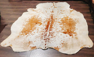 Real Tricolor Cow Skin Area Rug Hair on Leather Hide 6.5 ft X 6.5 ft - 45 x 45 sq.ft Approx. Multicolor Led Lights, Motion Sensor, USB & Battery Power Option