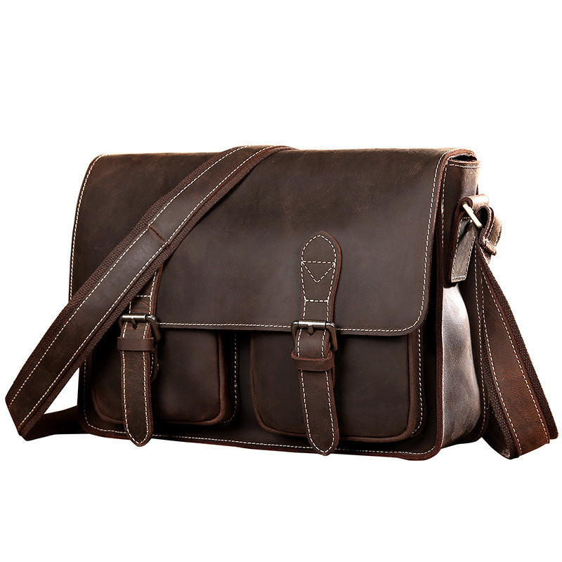 Zee Leather - Crazy Horse Shoulder Bag Messenger Bag Leather Business Bag for Men