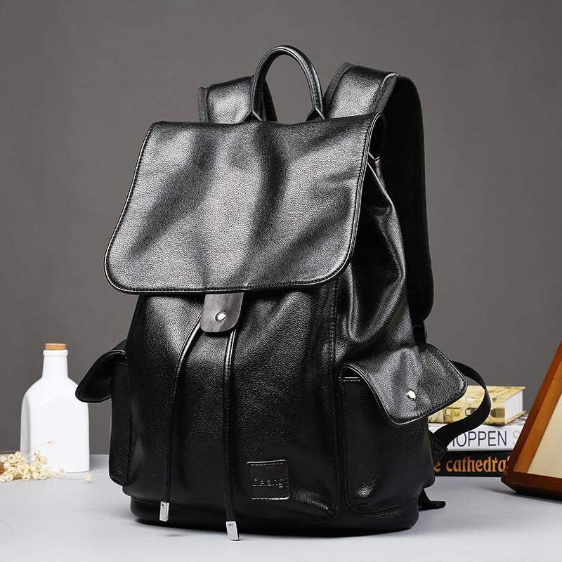 Zee Leather - Shoulder bag men's leather business trend flip backpack, student bag, men's travel bag