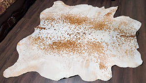 Tricolor Cow Skin Area Rug Hair on Leather Hide 6.5 ft X 6.5 ft - 45 x 45 sq.ft Approx. Multicolor Led Lights, Motion Sensor, USB & Battery Power Option