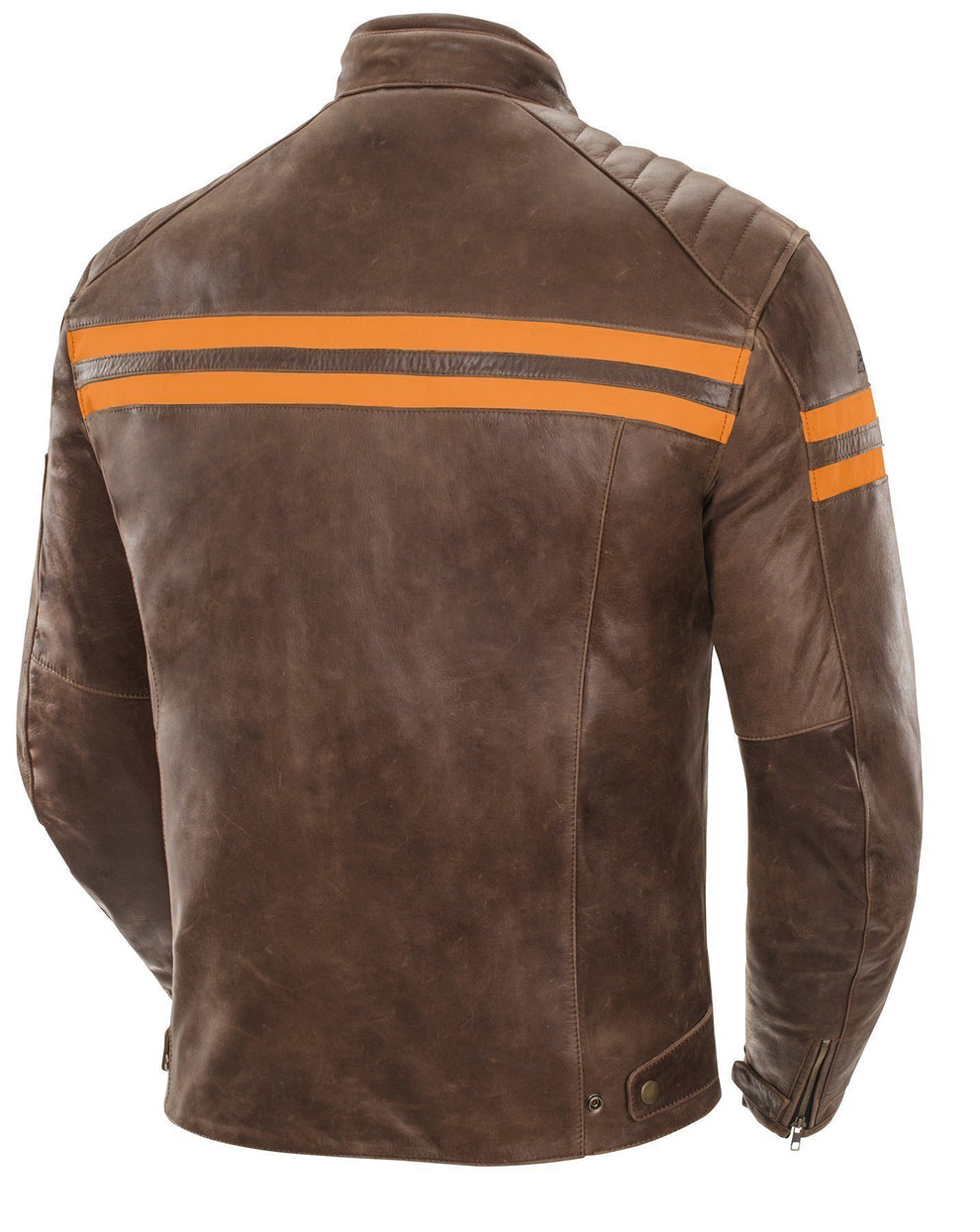 Classic 92 Mens Brown/Orange Motorbike Leather Jacket