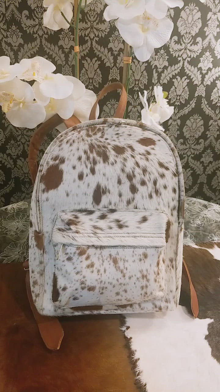 Zee Leather Natural Cowhide Backpack | 100% Real Hair On Cowhide Leather Backpack | Cowhide Shoulder Bag | Hair on Leather Backpack
