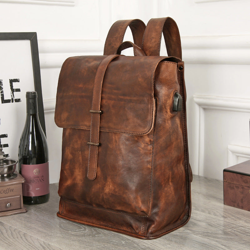 Zee Leather - Tanning leather leather backpack Backpack Bag retro leather tanned leather men pack a computer on behalf of foreign trade