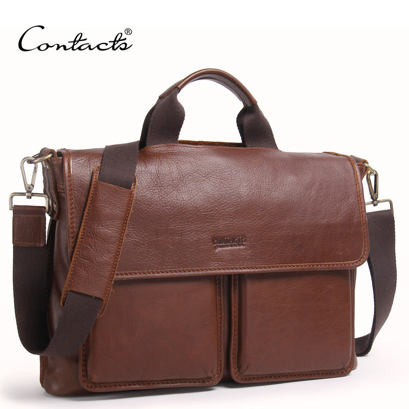 Zee Leather - Men's business briefcase leisure single shoulder bag handbag handbag