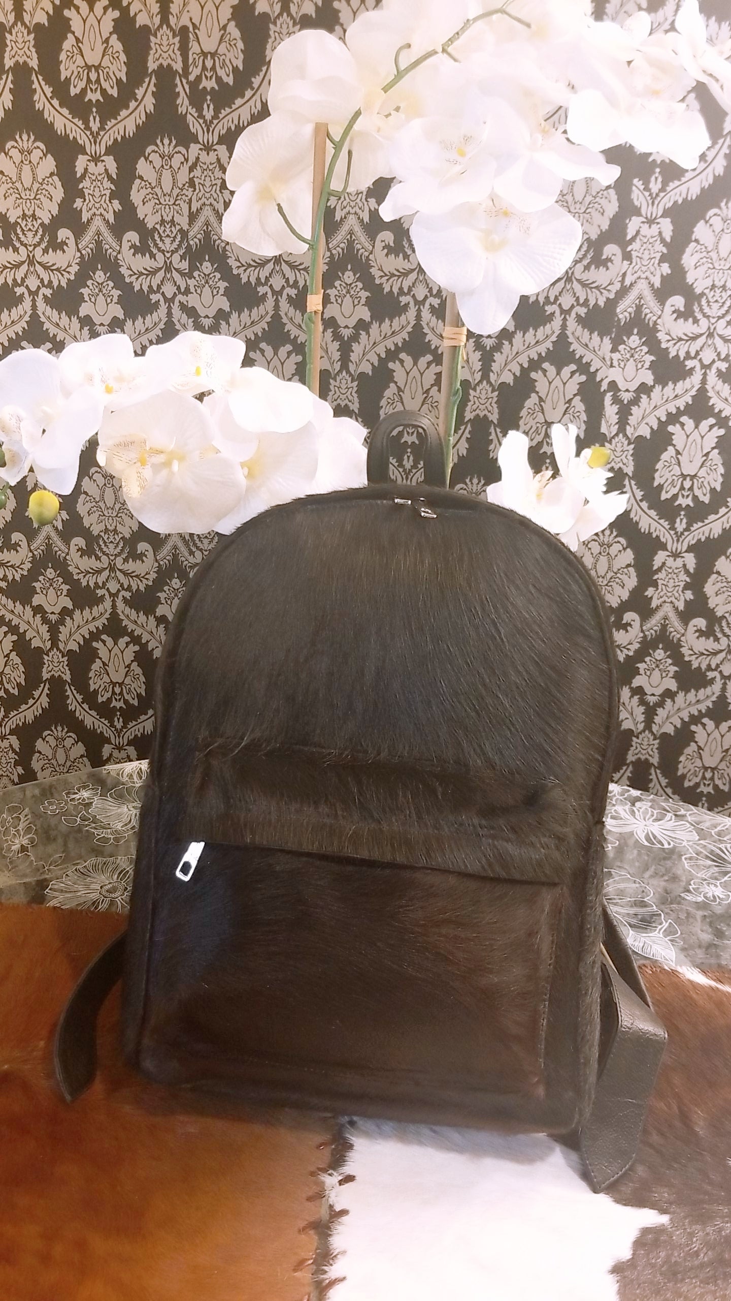 Zee Leather Natural Cowhide Backpack | 100% Real Hair On Cowhide Leather Backpack | Cowhide Shoulder Bag | Hair on Leather Backpack
