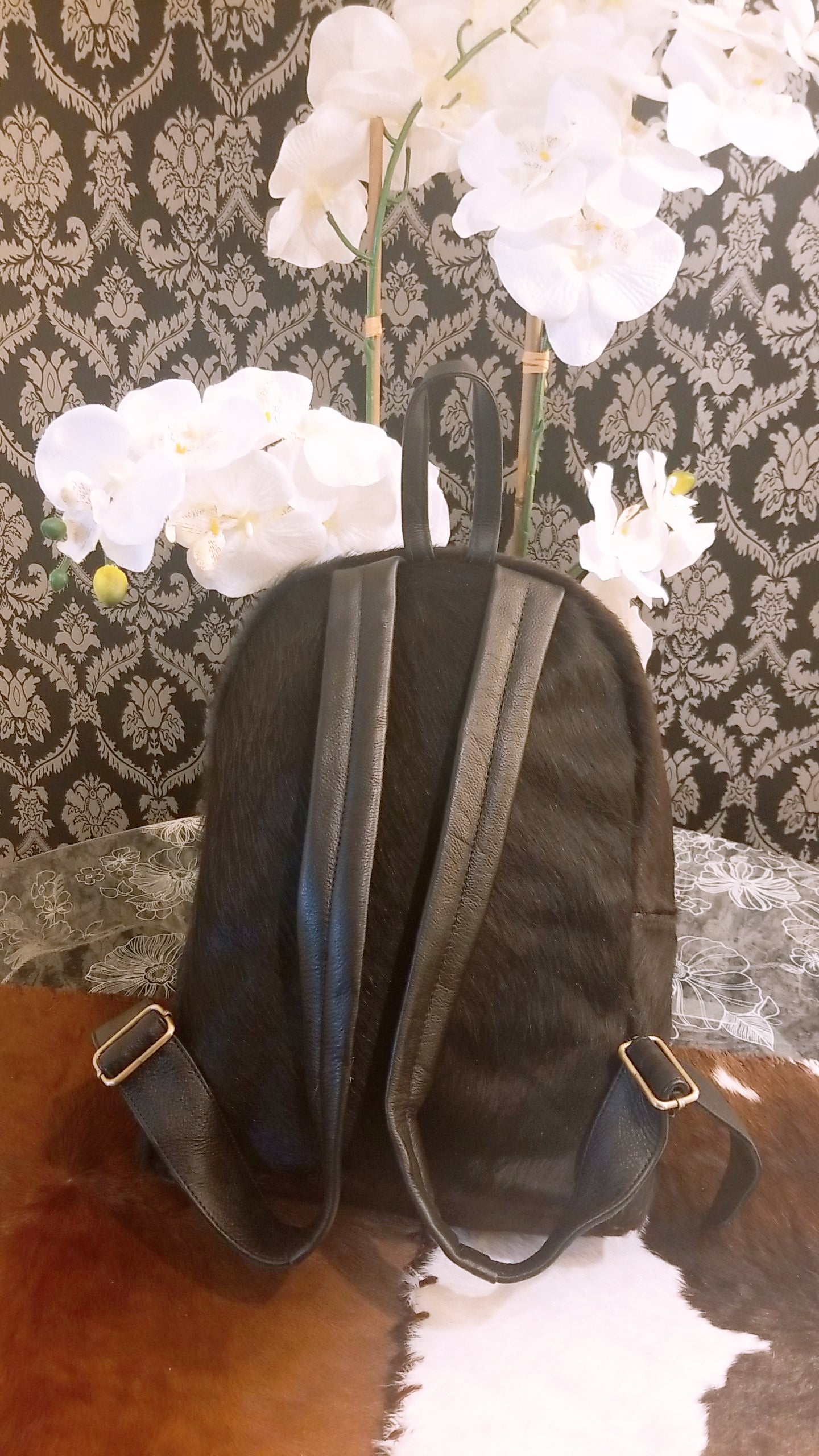 Zee Leather Natural Cowhide Backpack | 100% Real Hair On Cowhide Leather Backpack | Cowhide Shoulder Bag | Hair on Leather Backpack