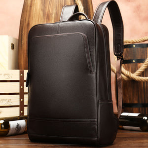 Zee Leather - Men's New Leather Backpack Business 15.6-inch Computer Bag