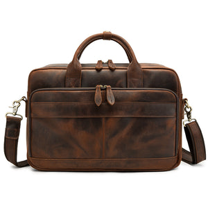 Zee Leather - Horse Leather Shoulder Bag for Men’s Leather Laptop Bag Portable Briefcase