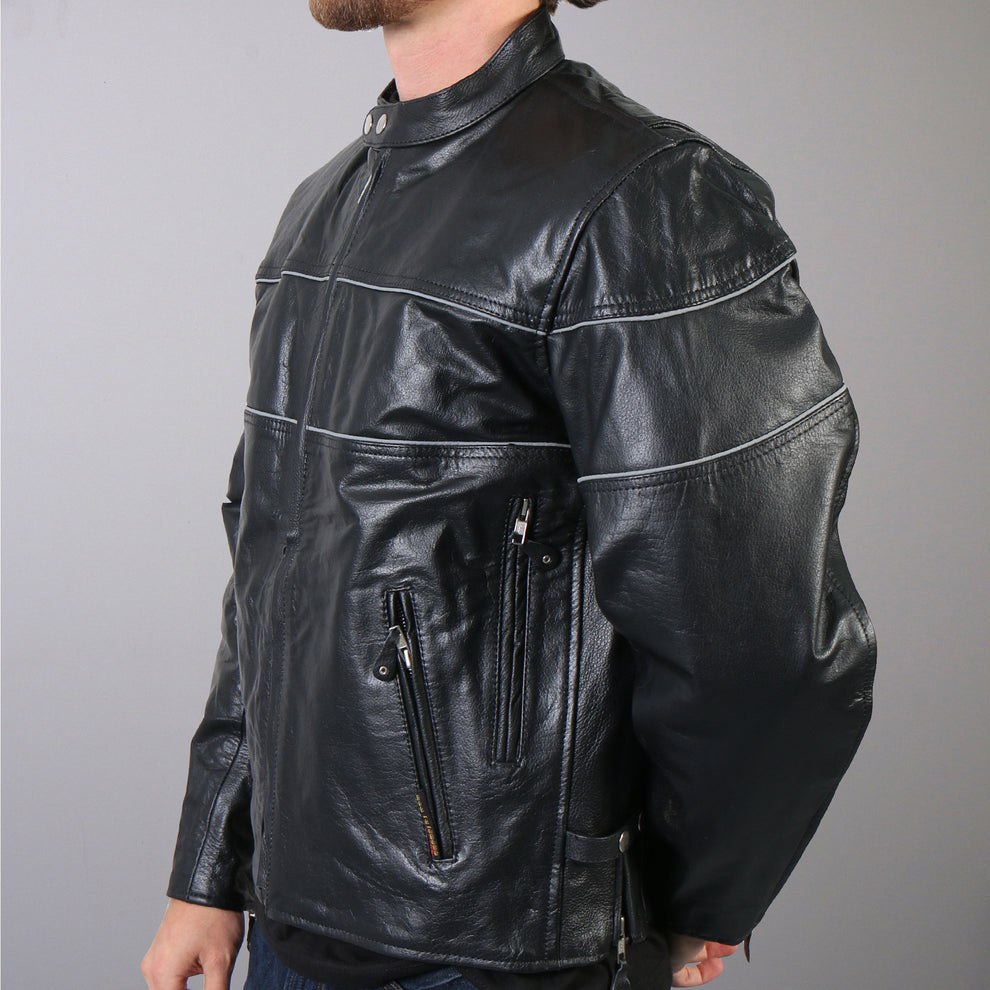 Men's Leather Vented Scooter Motorbike Leather Jacket