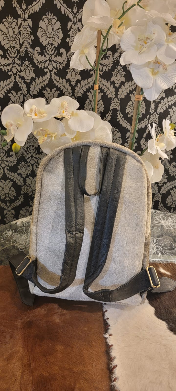 Zee Leather Natural Cowhide Backpack | 100% Real Hair On Cowhide Leather Backpack | Cowhide Shoulder Bag | Hair on Leather Backpack
