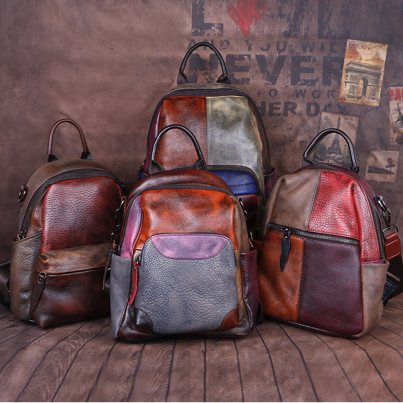 Zee Leather New backpack color contrast is hand rubbing bag