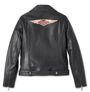 Women's H-D 120th Anniversary D-Pocket Biker Leather Jacket - Black