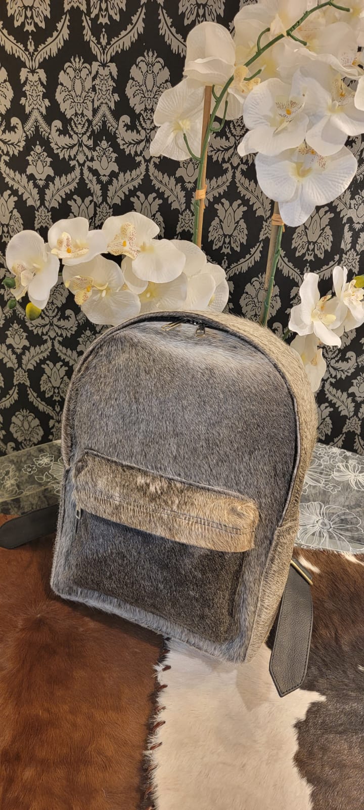 Zee Leather Natural Cowhide Backpack | 100% Real Hair On Cowhide Leather Backpack | Cowhide Shoulder Bag | Hair on Leather Backpack