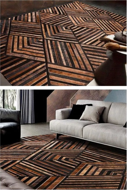 New Handmade Cowhide Patchwork Rug | Leather Area Rug Large Cow Hide Carpet Hair On, Decorative Cowhide Rug