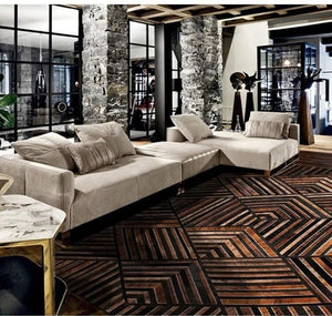New Handmade Cowhide Patchwork Rug | Leather Area Rug Large Cow Hide Carpet Hair On, Decorative Cowhide Rug