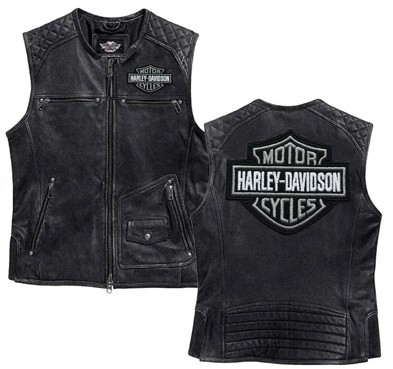 Harley Davidson Men Motorcycle Knuckle Distressed Leather Vest