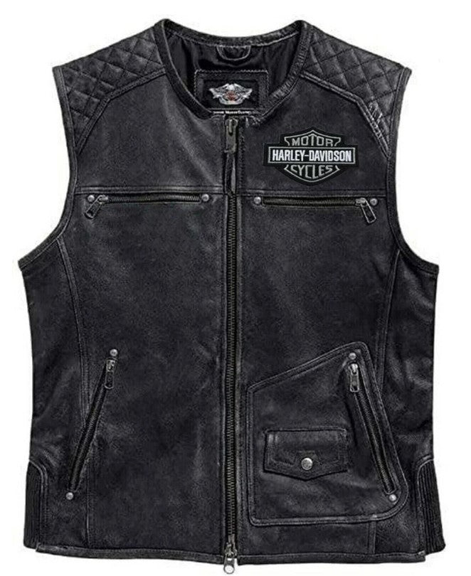 Harley Davidson Men Motorcycle Knuckle Distressed Leather Vest