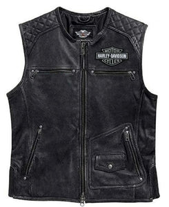 Harley Davidson Men Motorcycle Knuckle Distressed Leather Vest