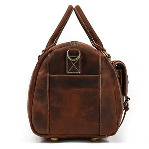 Zee Leather Men's Travel Bag With Shoe Pocket 20 inch Big Capacity Vintage Crazy Horse Leather Weekend luggage Messenger Bag