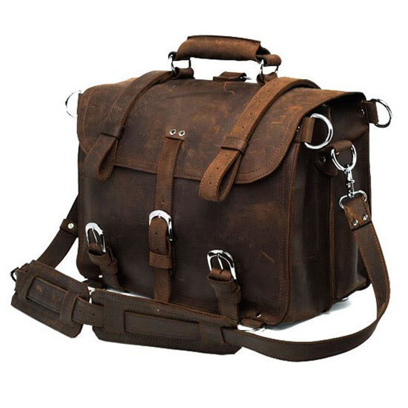 Zee Leather - Vintage Crazy horse Genuine Leather Men Travel Bags Luggage Travel Bag Leather Men Duffle Bag Large Men Weekend Bag Overnight