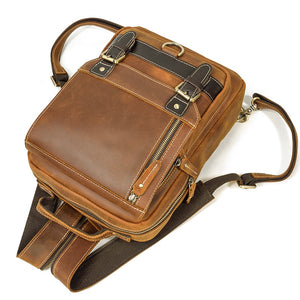 Zee Leather Genuine Leather Single Shoulder Backpack Chest Bag Dual Use Leather bags Men male travel bag outdoor cowhide bags
