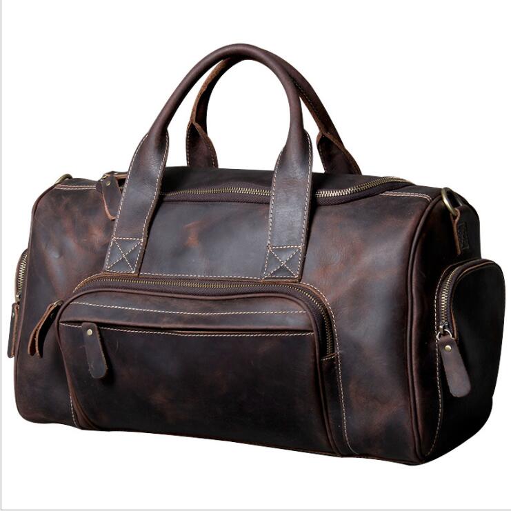 Zee Leather New Fashion Brand Designer Business Trip Travel Bag For Man Outdoor Genuine Leather Shoe Duffle Bag Male Coffee Black